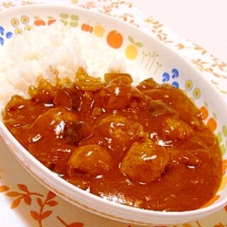 ナスとチキンボールのトマトカレー